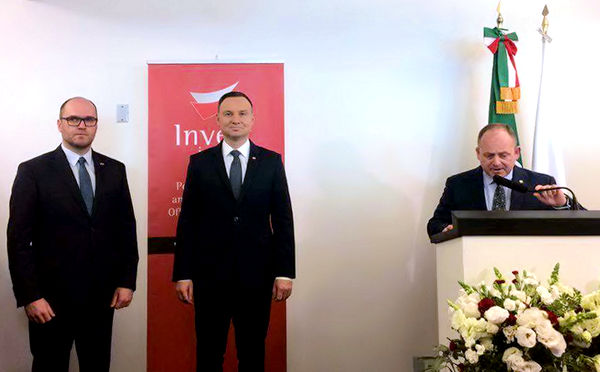 W otwarciu Zagranicznego Biura Handlowego w Meksyku uczestniczy prezydent Duda, oraz przedstawiciele zarzdu PAIH Krzysztof Senger i Wojciech Fedko