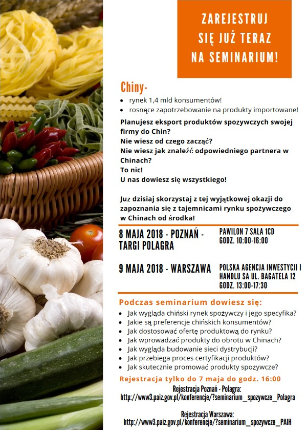 Seminarium spożywcze - zaproszenie