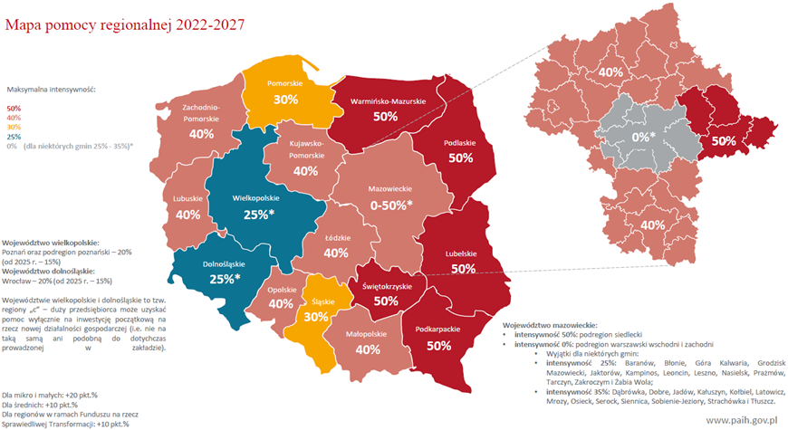 Mapa pomocy regionalnej na lata 2022-2027