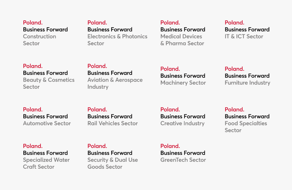 Logotypy marki Poland. Business Forward