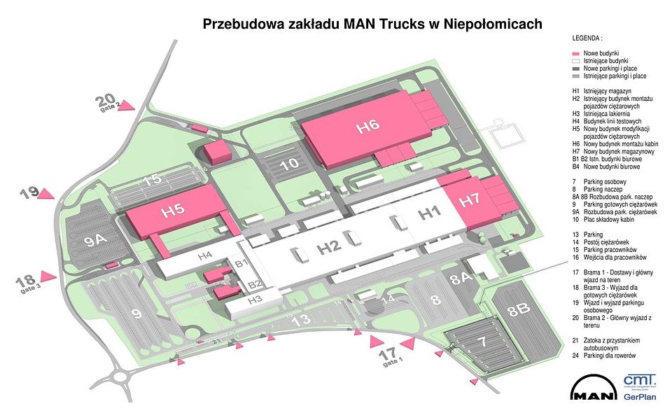 Projekt rozbudowy zakładu firmy MAN w Niepołomicach